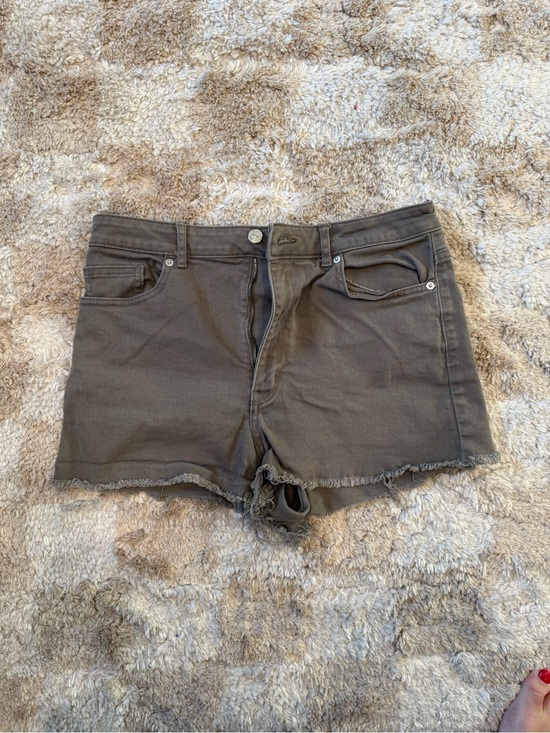 H&M Pants - H&M Olive Green Frayed Hem Denim Shorts